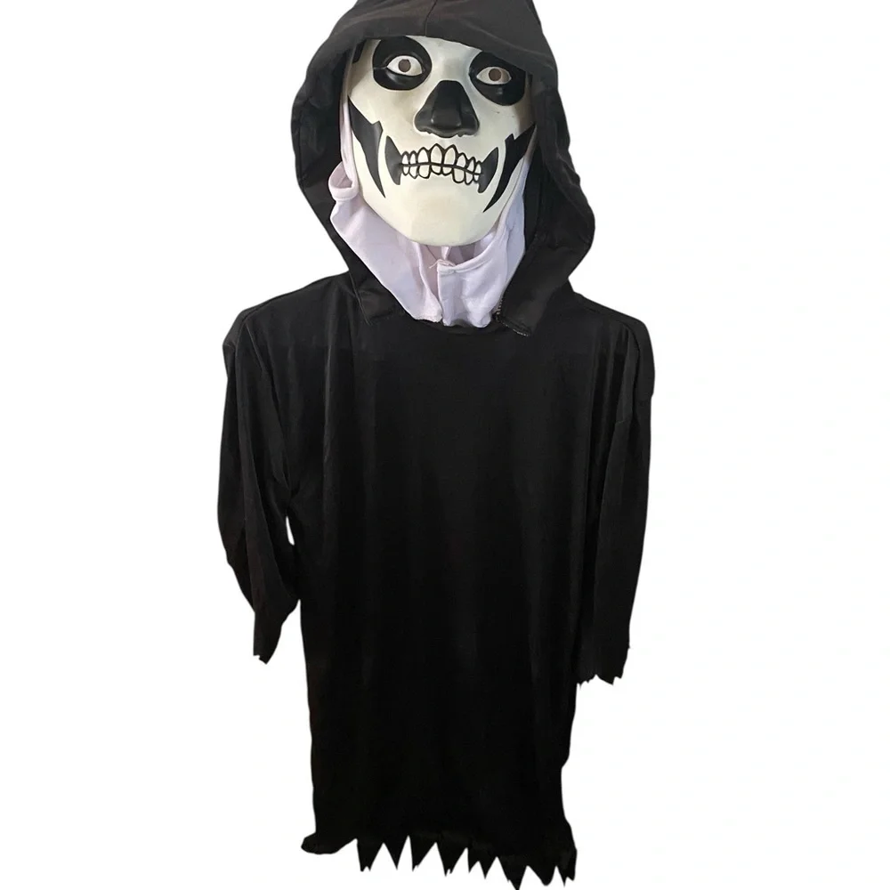 Spirit Halloween Grim Reaper youth Costume Black spooky haunted ghoul scary Mask - Picture 4 of 11